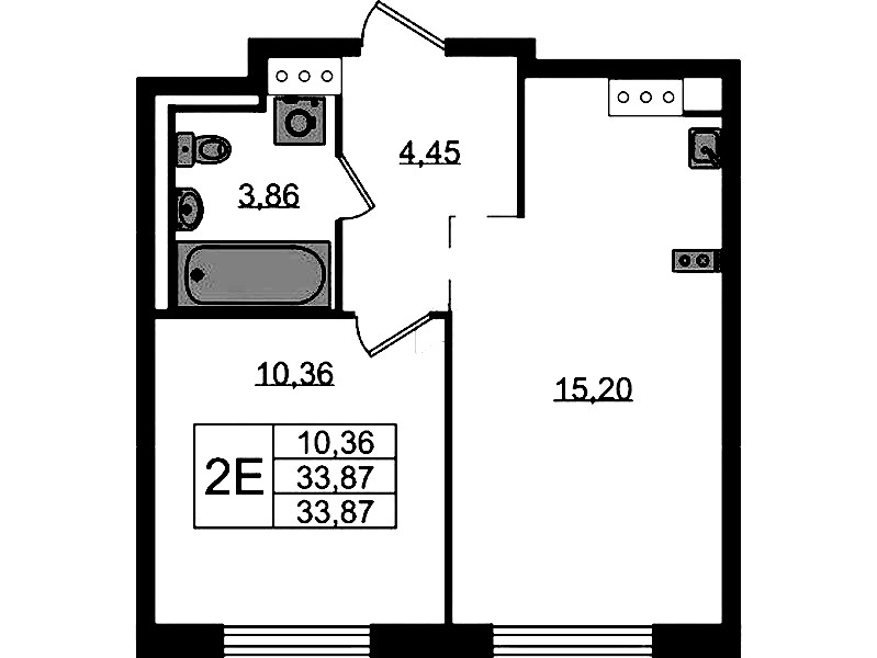 1-комнатная квартира 33.87 м², 13/13 эт., ЖК «Квартал Торики»